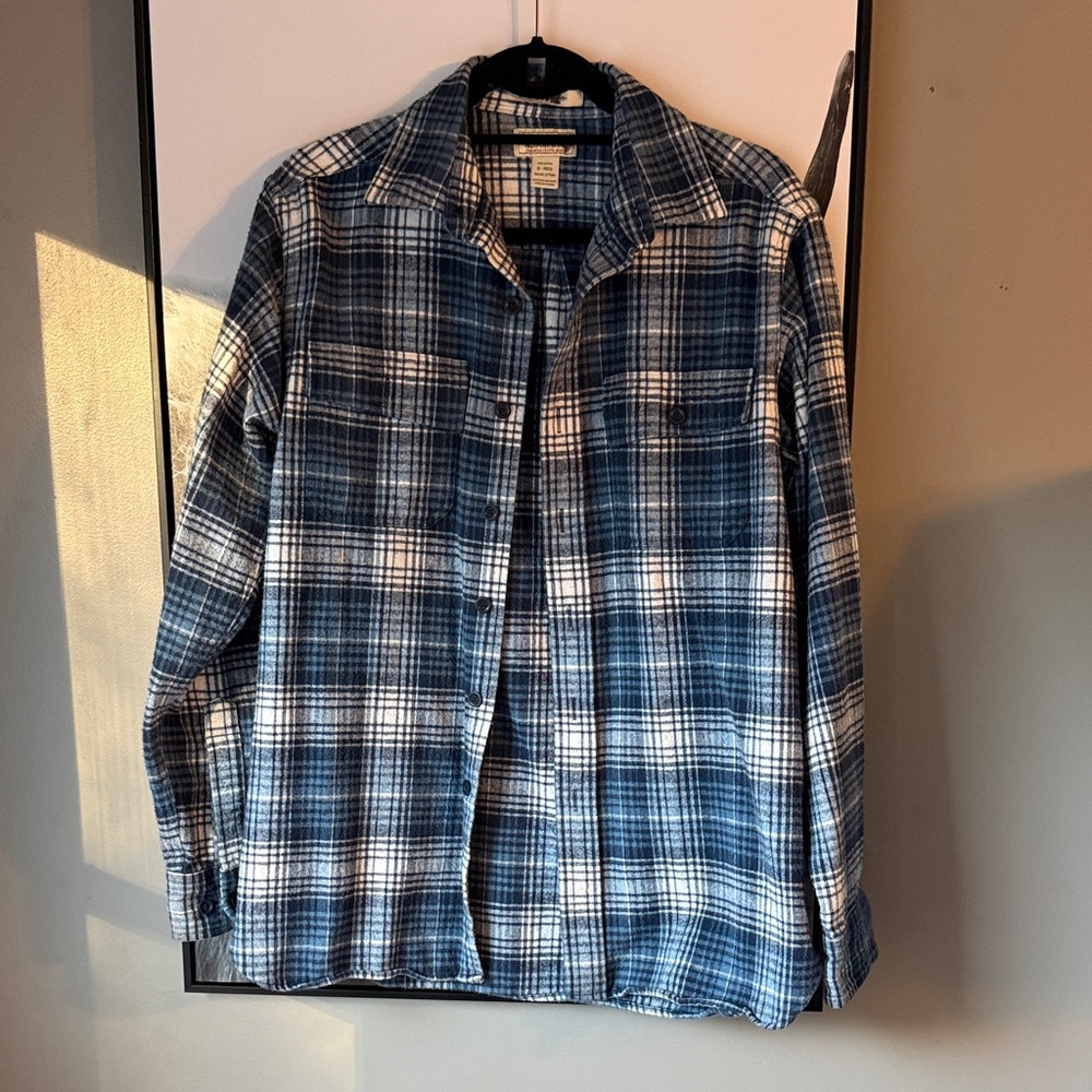 Blue and White Plaid Shirt